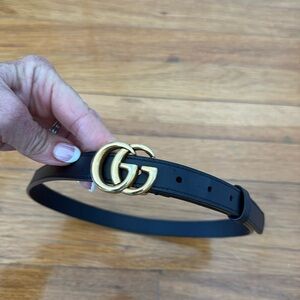 Gucci logo belt size xs slightly tarnished on metal otherwise perfect